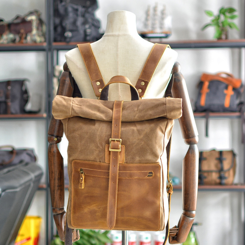 New simple and retro wax canva - đánh giá và giá Canvas Backpack Casual